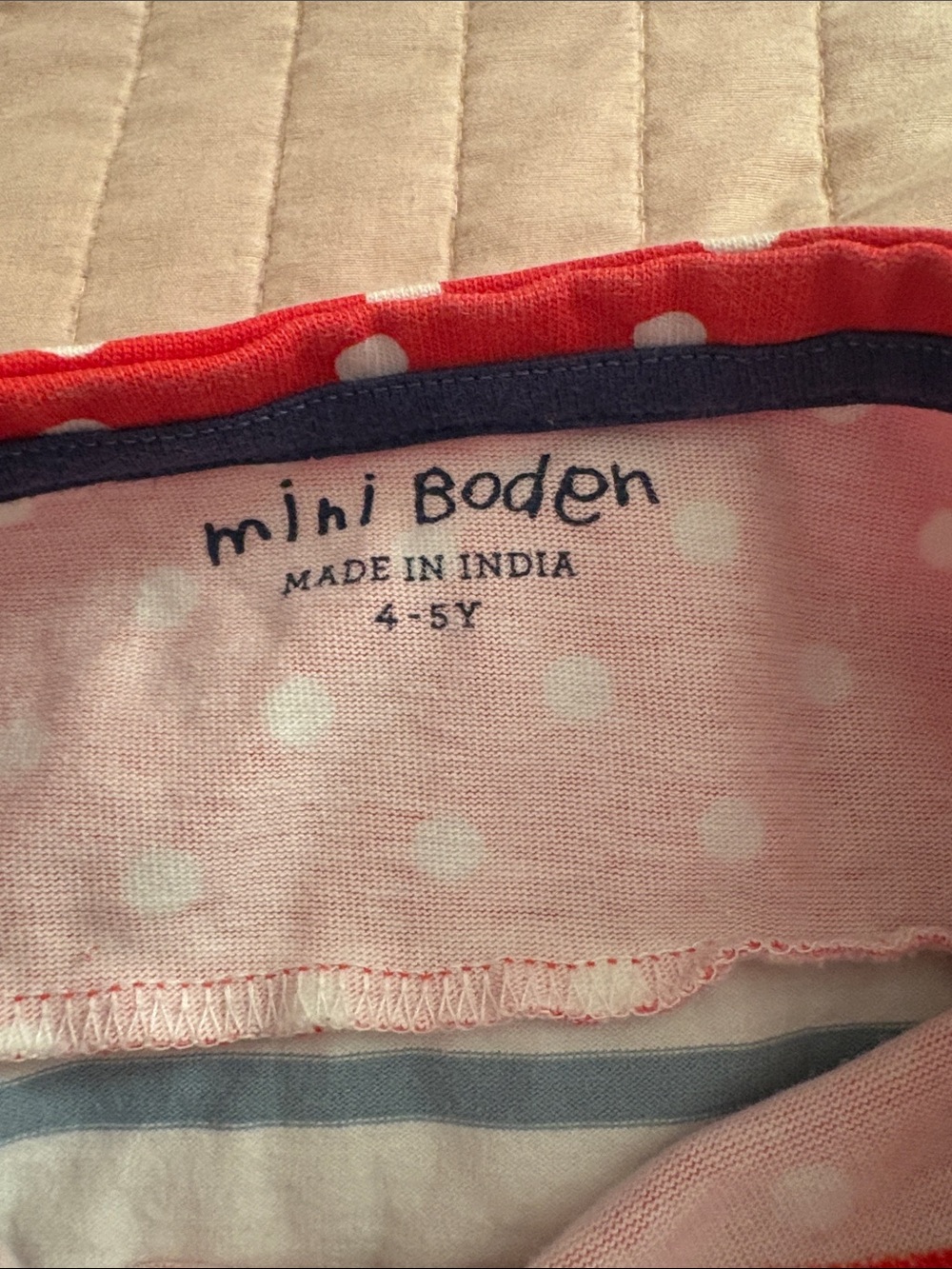 Mini Boden Red, White and Blue Striped Heart Pocket Dress - Picture 2 of 2